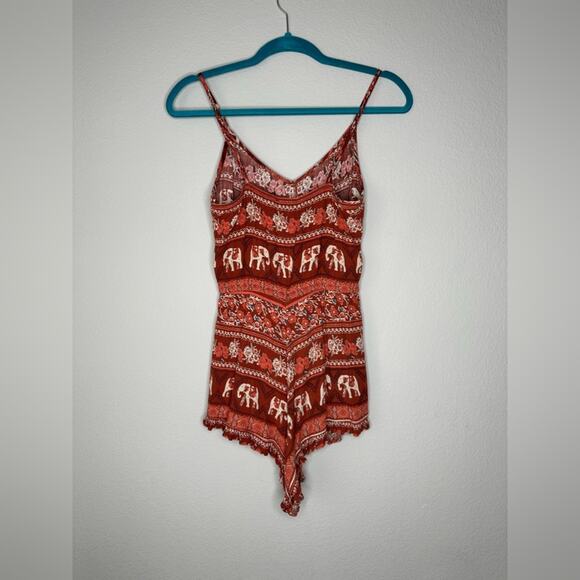 BECOOL BoHo Elephant Thai Style Printed Tank Romper Women’s Size Small - Picture 5 of 5